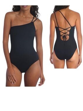 La Blanca Goddess Swimsuit One Piece Back Cutout One Shoulder Tummy Control